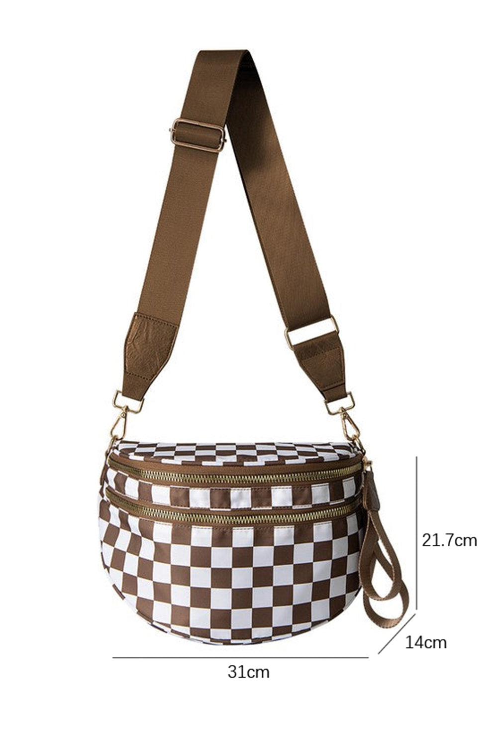 Phalaenopsis Checkered Print Wide Strap Large Crossbody Bag