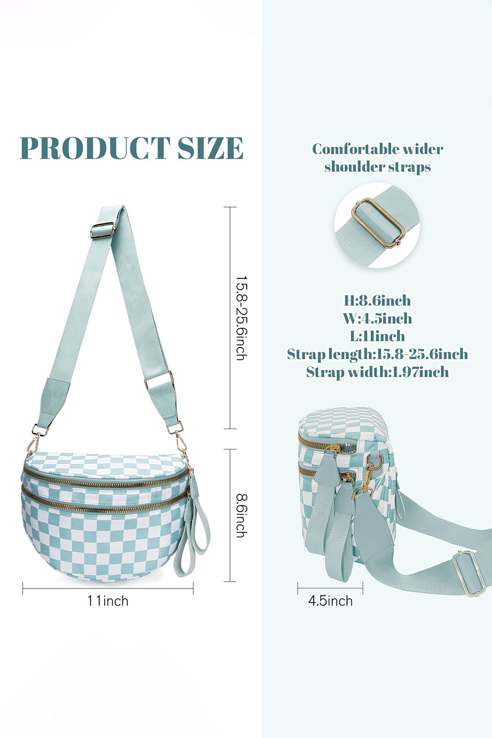 Phalaenopsis Checkered Print Wide Strap Large Crossbody Bag