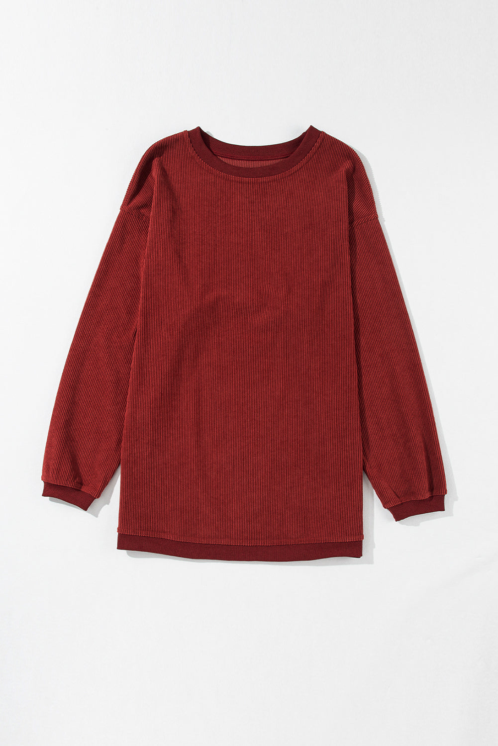 Grass Green Rib Knit Drop Shoulder Oversized Sweatshirt