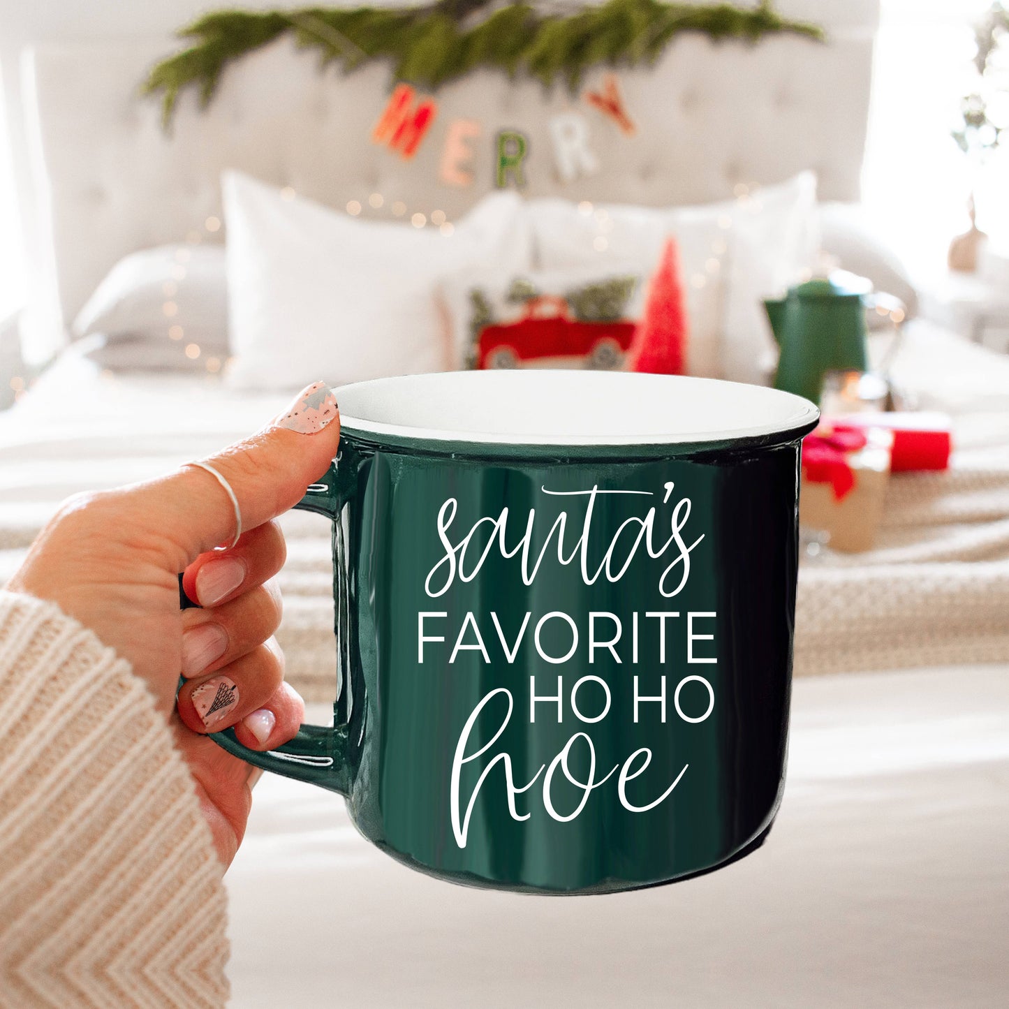 Christmas Mugs Funny, Red & Green Holiday Coffee Cup Ceramic