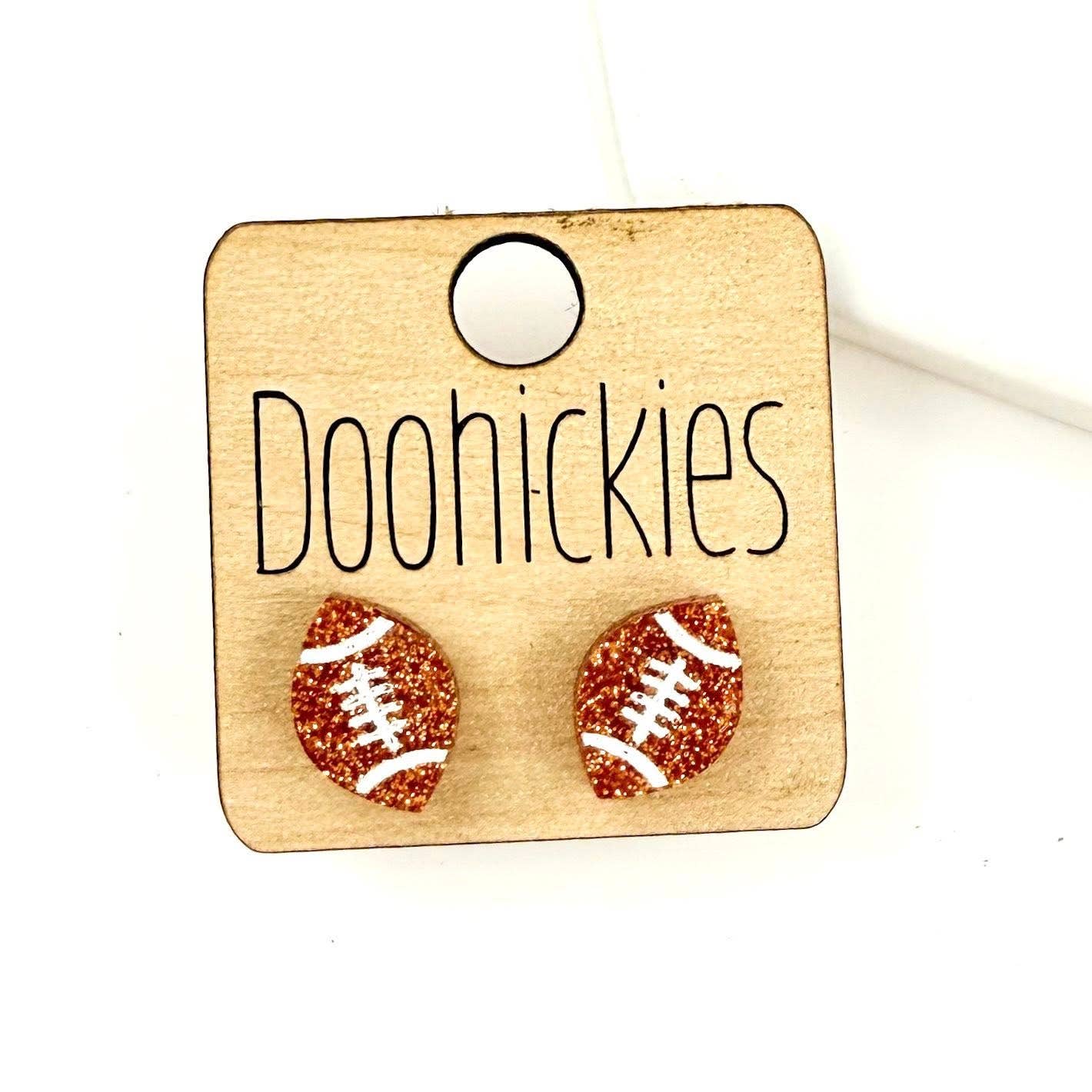 School Spirit Glitter Football Studs - Custom Spirit Earring