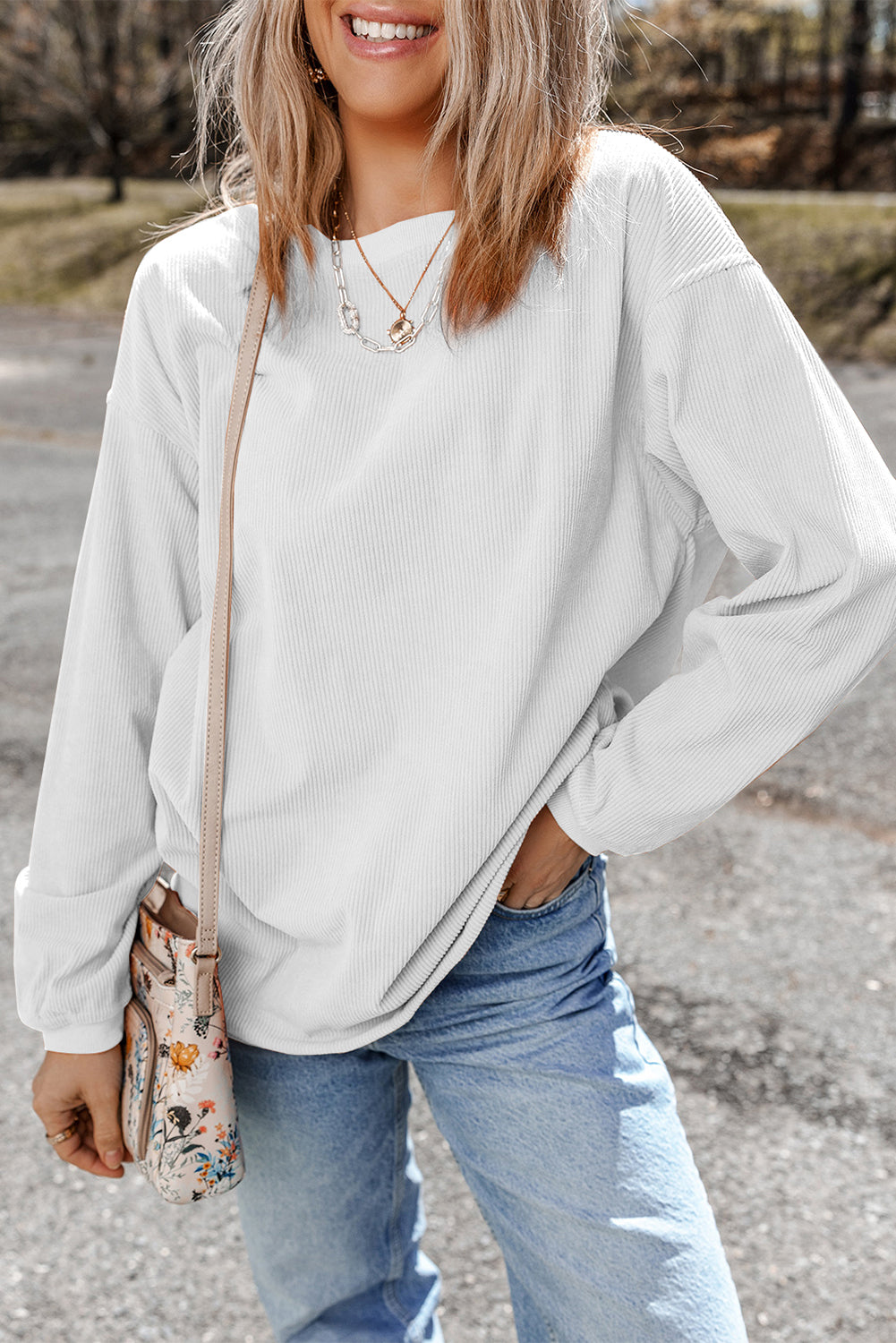 Grass Green Rib Knit Drop Shoulder Oversized Sweatshirt
