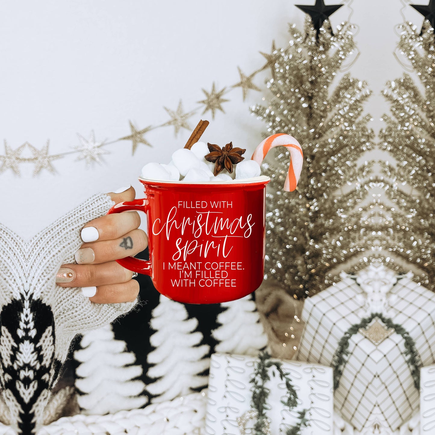 Christmas Mugs Funny, Red & Green Holiday Coffee Cup Ceramic