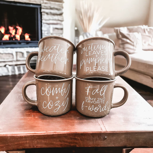 Neutral Fall Coffee Mug, Ceramic Cups for Autumn Home Accent