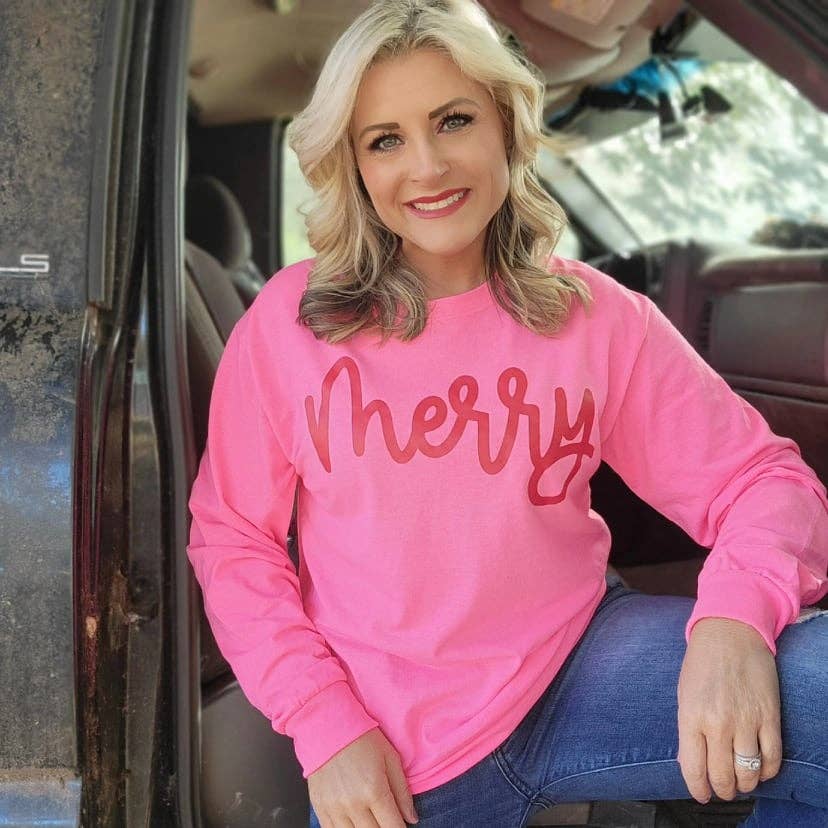 CHRITSMAS MERRY NEON TOP SELLER HOLIDAY GRAPHIC TEE LONGSLEE
