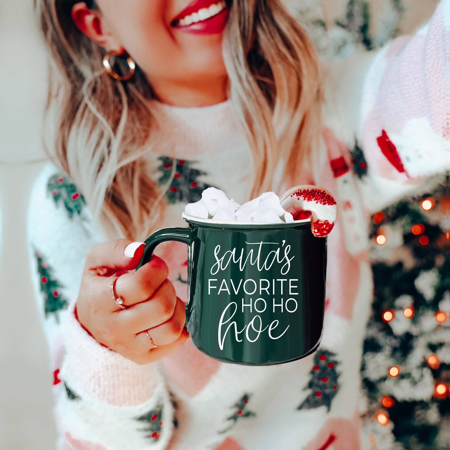 Christmas Coffee Mugs Ceramic, Red + Green Holiday Drinkware