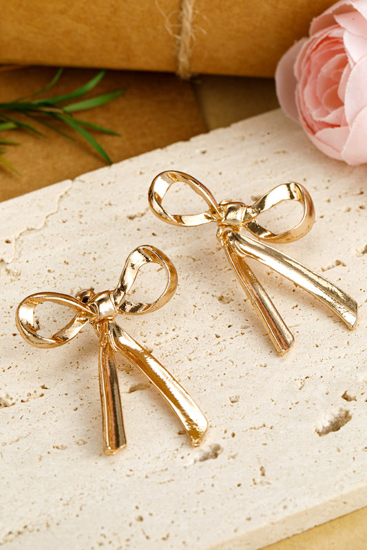 Gold Bowknot Alloy Minimalist Earrings