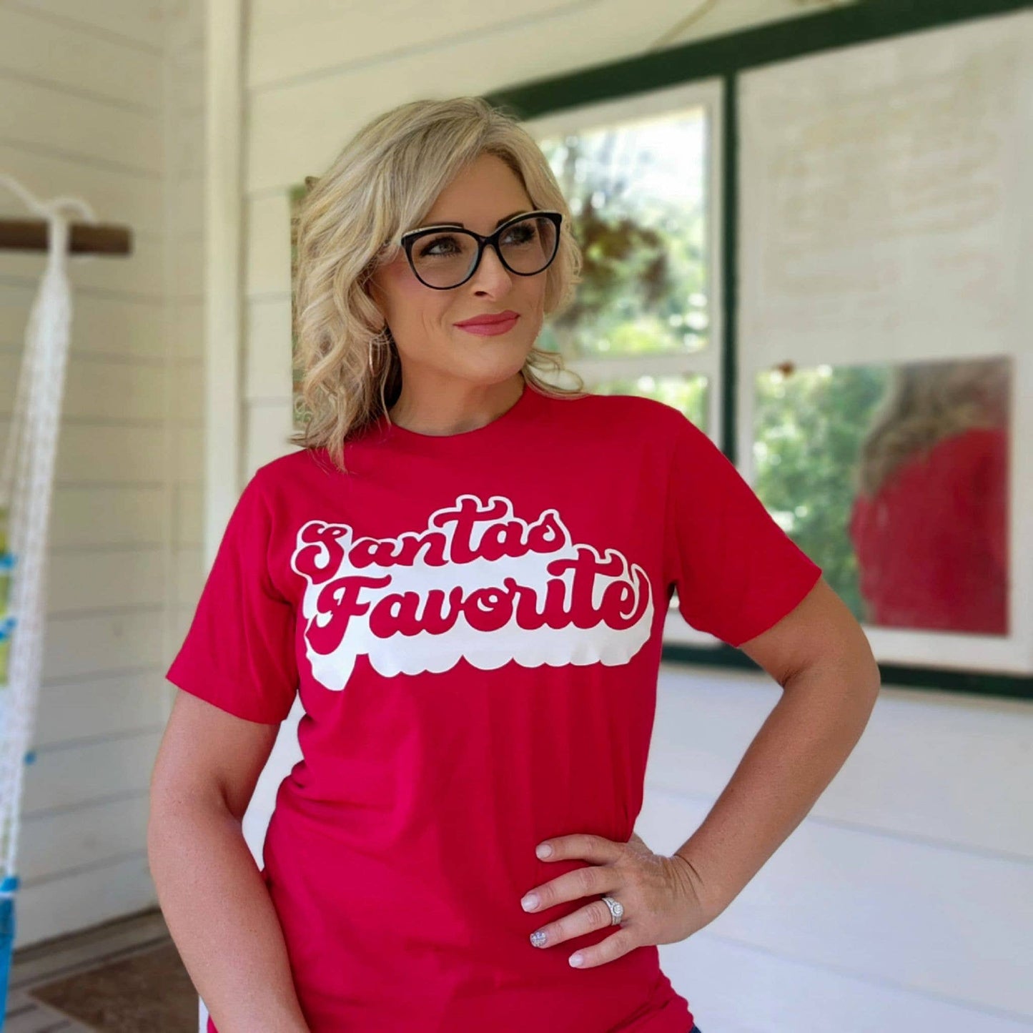 CHRISTMAS RED SANTAS FAVORITE HOLIDAY GRAPHIC TEE