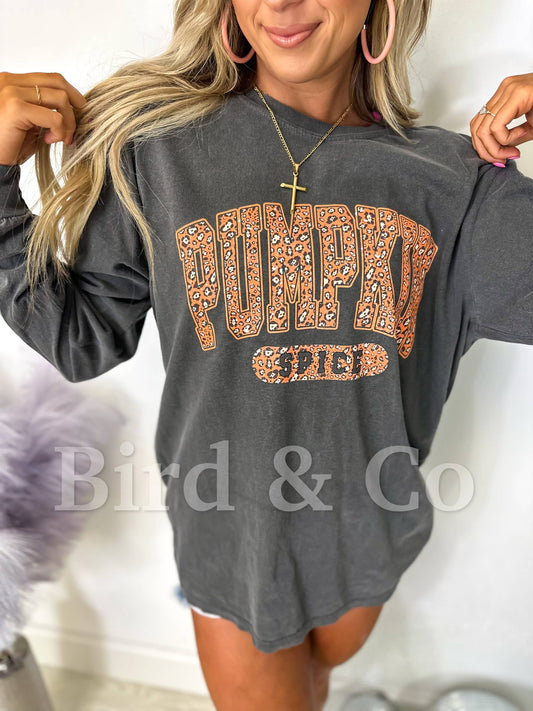 Pumpkin Spice Leopard Pepper Long Sleeve Graphic Tee