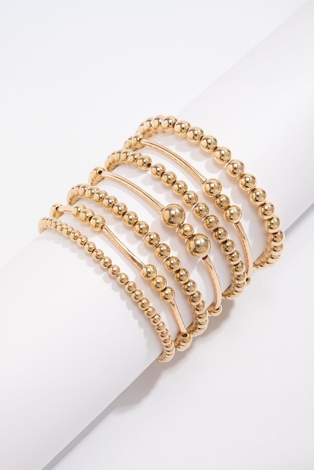 Gold Fashion Beaded Stackable Bracelet Set