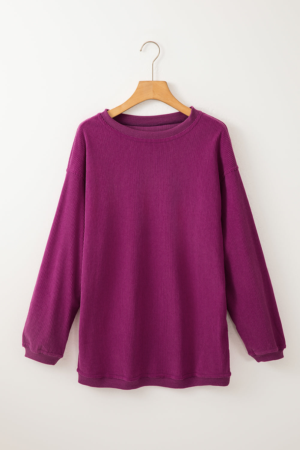 Grass Green Rib Knit Drop Shoulder Oversized Sweatshirt