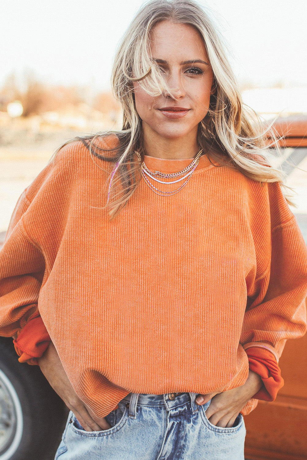 Grass Green Rib Knit Drop Shoulder Oversized Sweatshirt