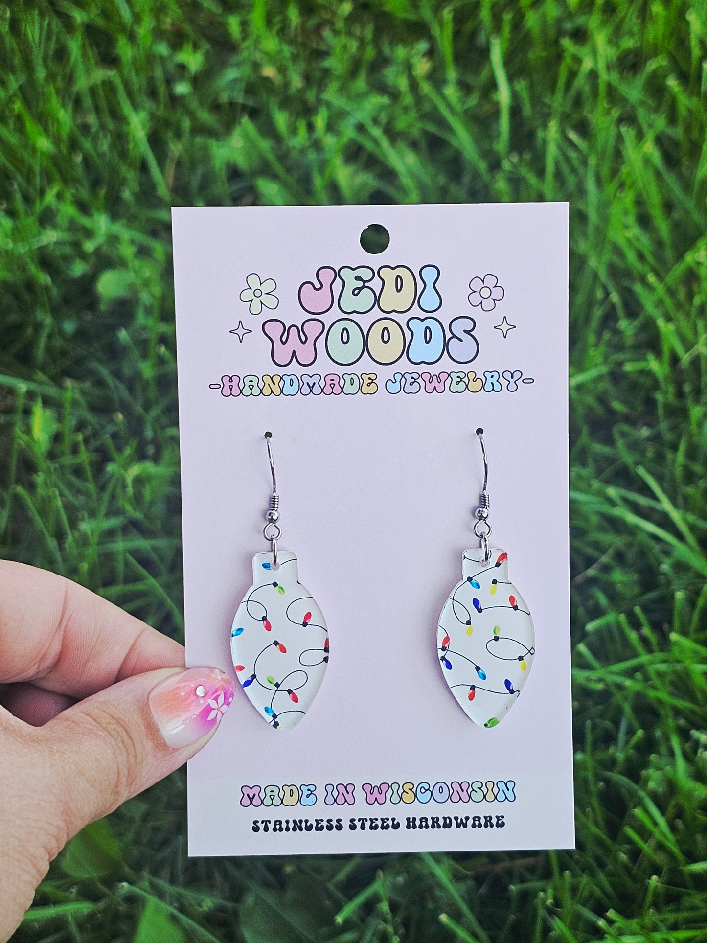 Christmas Light Strings - Lightbulb Acrylic Earrings