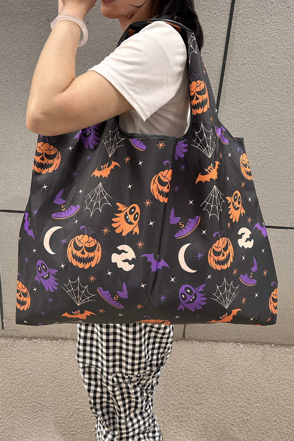 Tillandsia Purple Goth Halloween Pumpkin Large Capacity Foldable Tote Bag