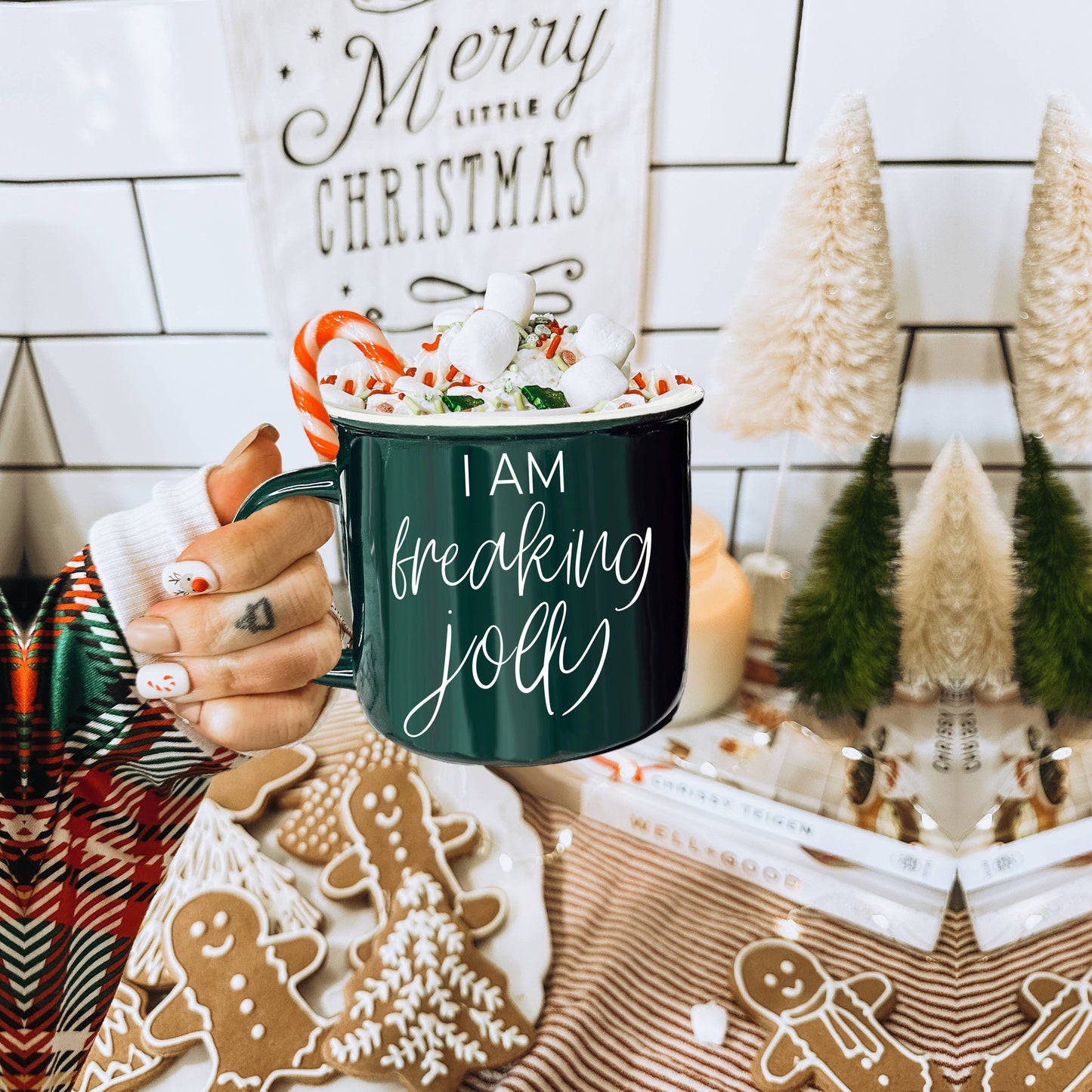 Christmas Mugs Funny, Red & Green Holiday Coffee Cup Ceramic