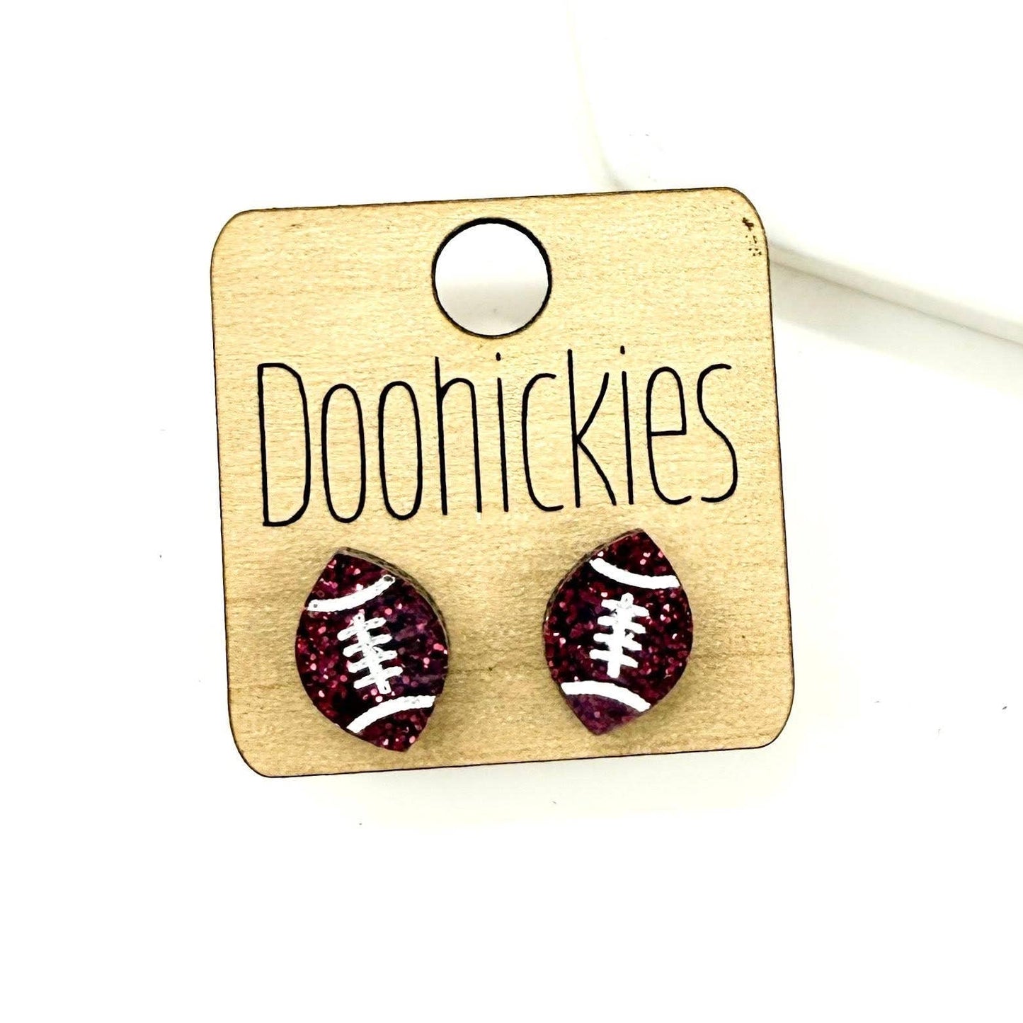School Spirit Glitter Football Studs - Custom Spirit Earring