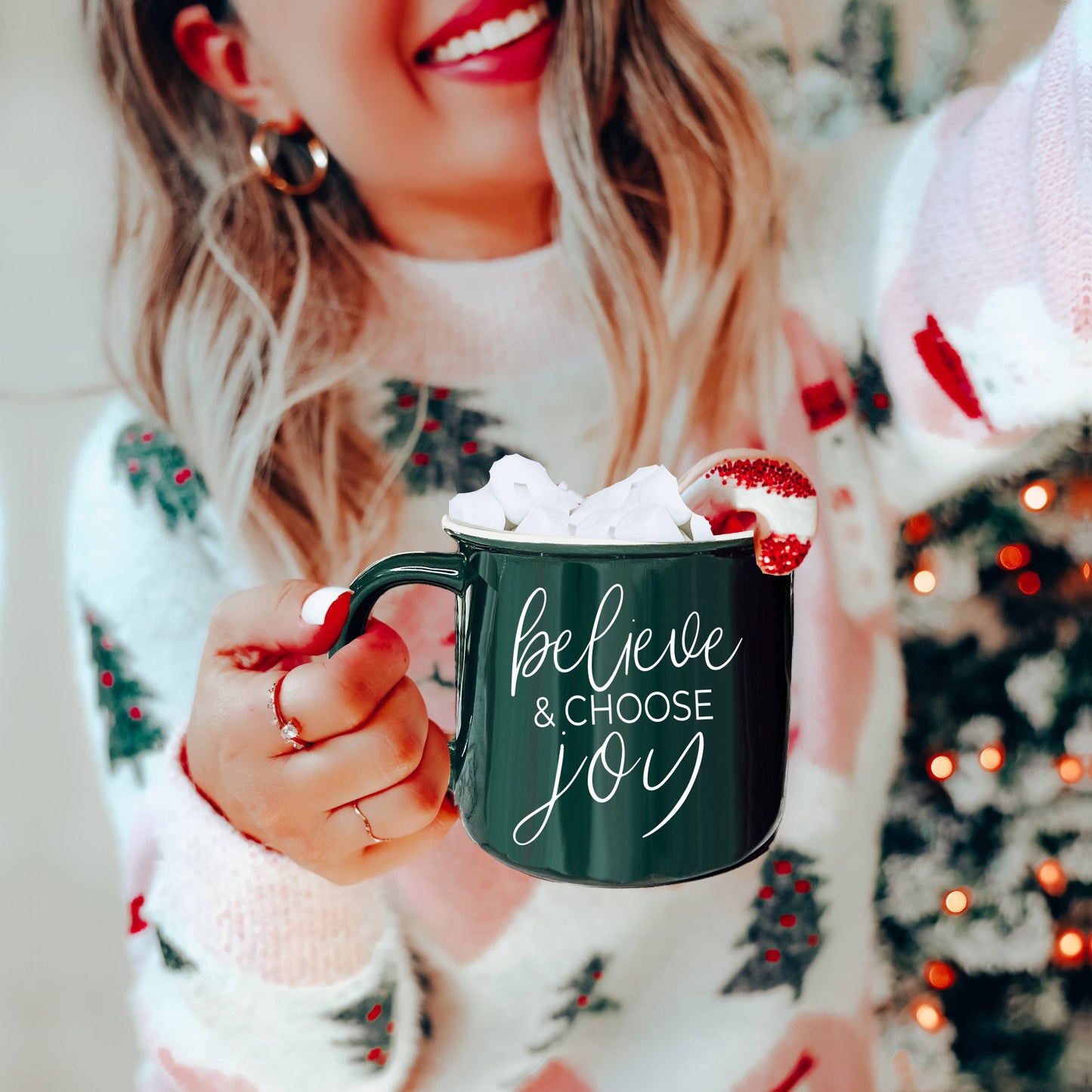 Christmas Mugs Funny, Red & Green Holiday Coffee Cup Ceramic