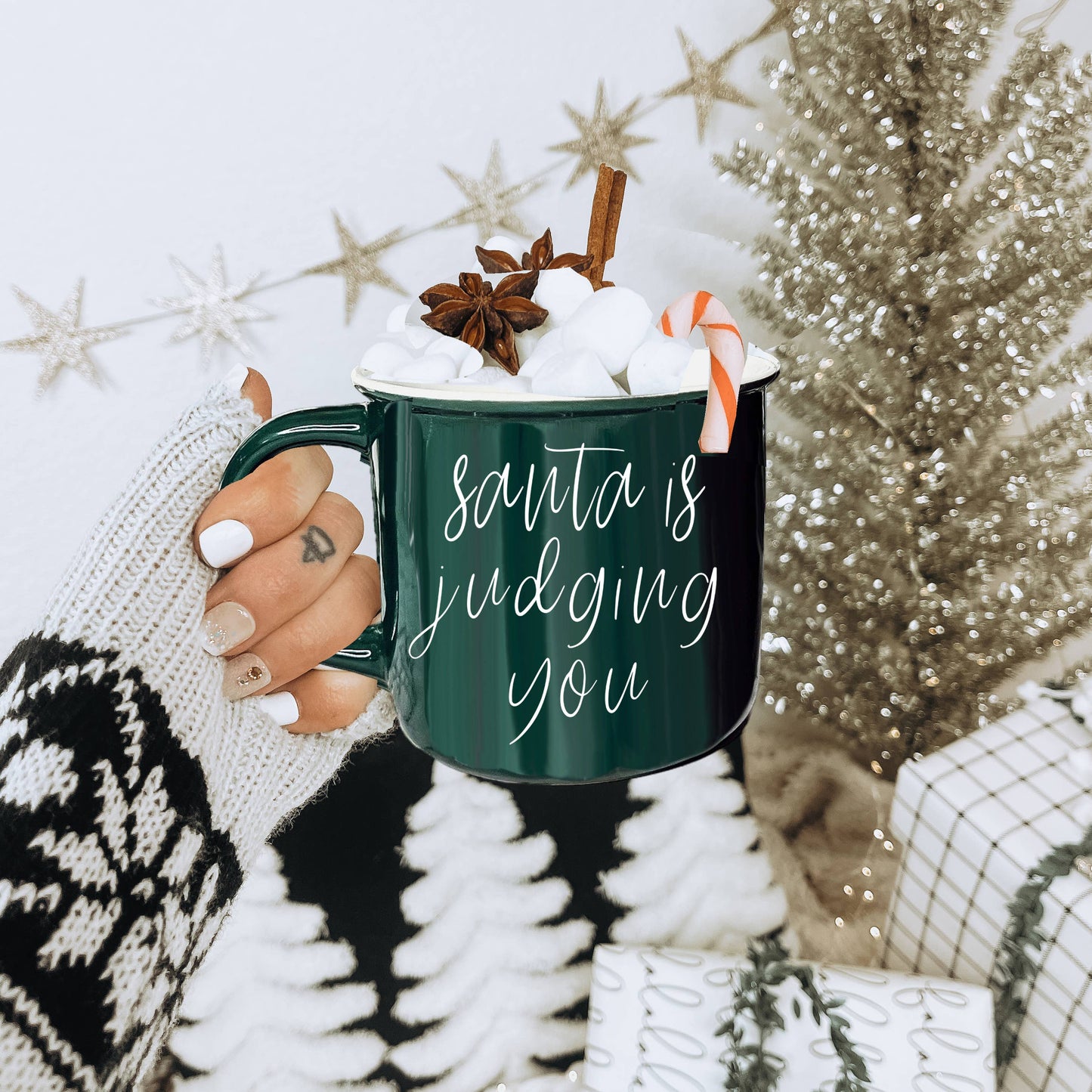 Christmas Mugs Funny, Red & Green Holiday Coffee Cup Ceramic