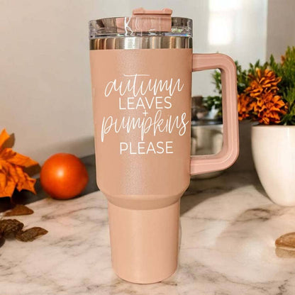Fall Mug With Lid, Sweater Weather 40oz Insulated Coffee Cup