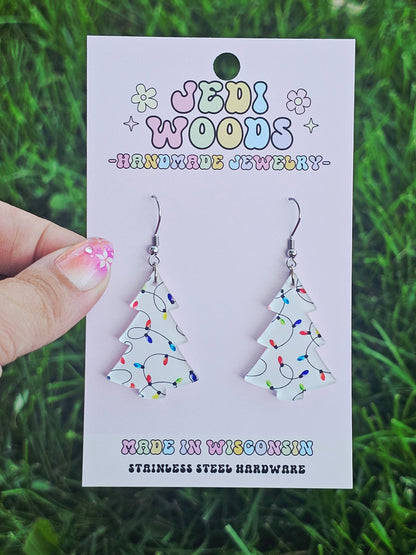 Christmas Light Trees - Acrylic Christmas Tree Earrings