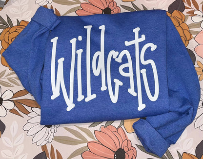Wildcats Doodle Sweatshirt: Heather Royal Blue / Medium / Sweatshirt