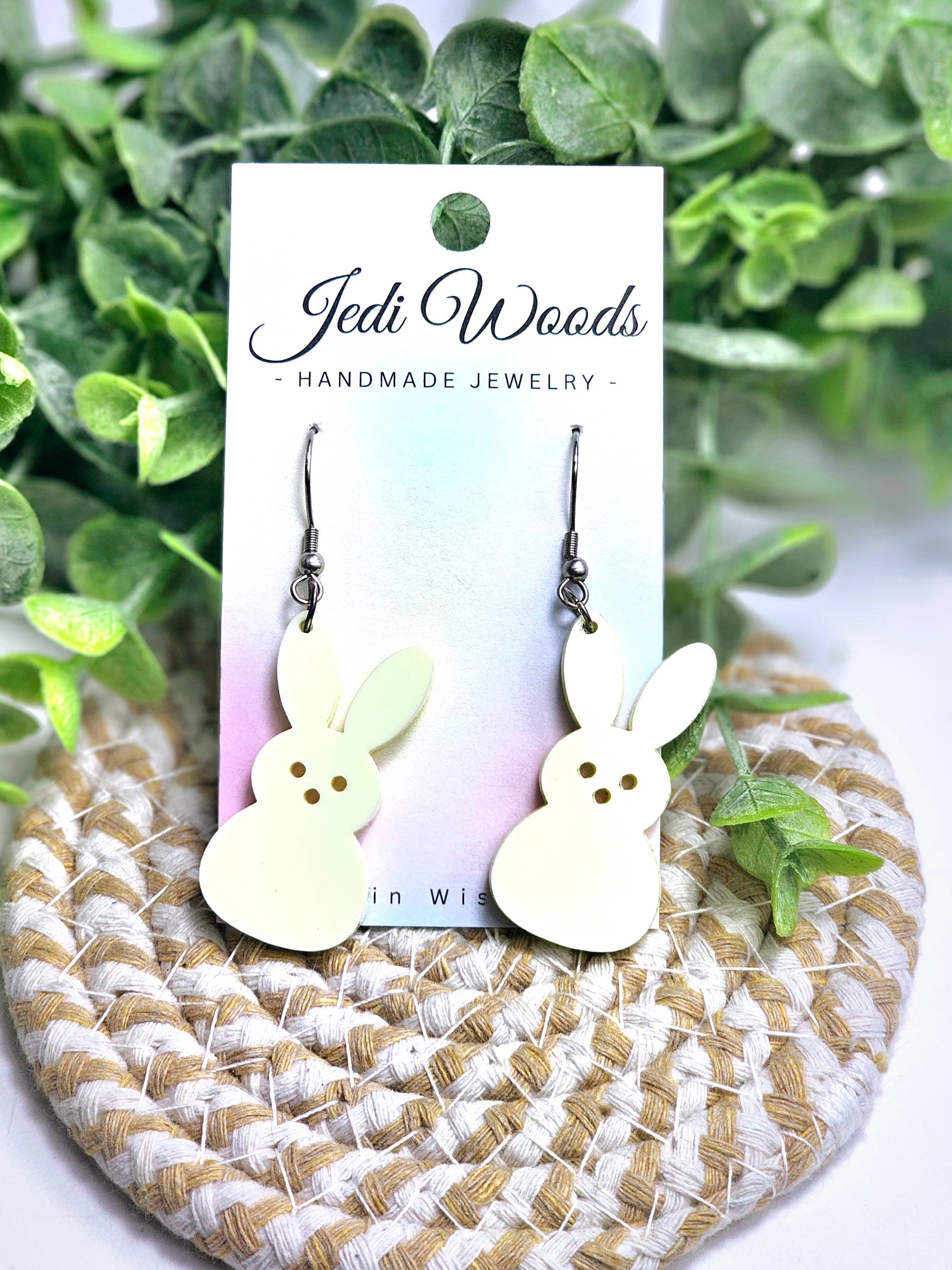 Pastel Yellow Peep Easter Bunny Earrings