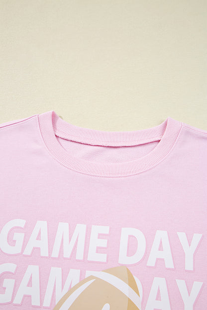 Pink GAME DAY Football Print Casual Sweatshirt