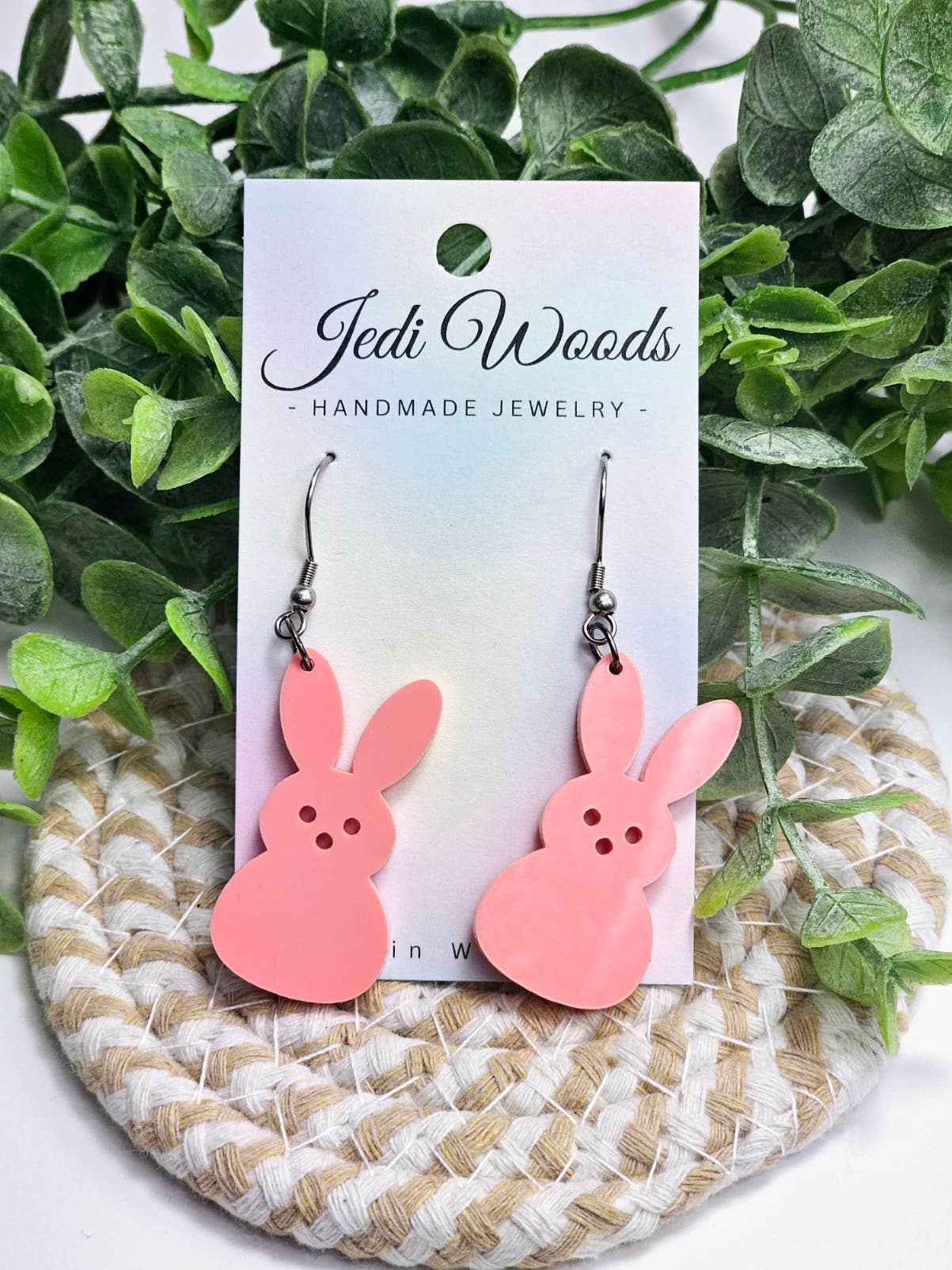 Pastel Red Peeps Easter Bunny Earring