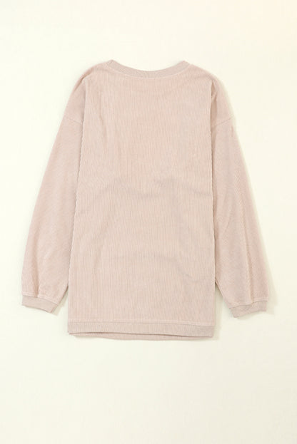 Grass Green Rib Knit Drop Shoulder Oversized Sweatshirt