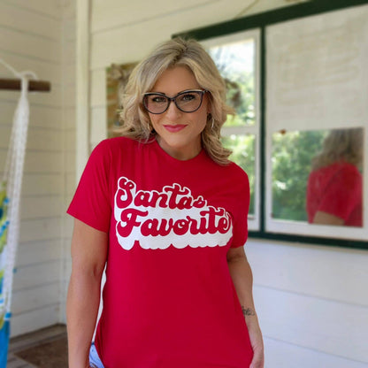 CHRISTMAS RED SANTAS FAVORITE HOLIDAY GRAPHIC TEE
