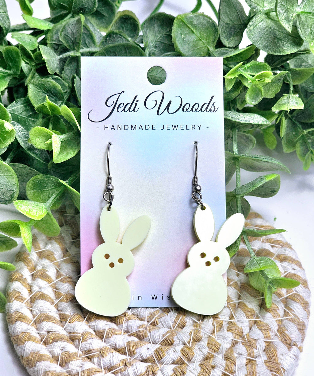 Pastel Yellow Peep Easter Bunny Earrings