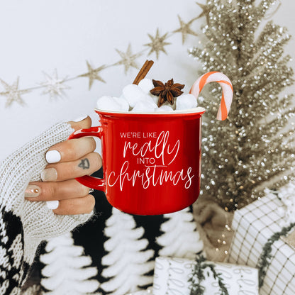 Christmas Coffee Mugs Ceramic, Red + Green Holiday Drinkware