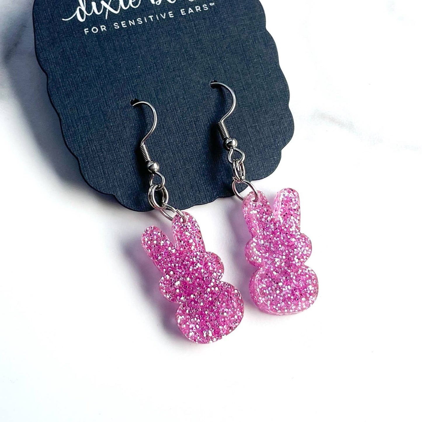 Blush Pink Shimmer Bunny Earrings