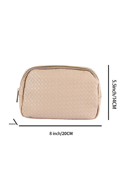 Parchment Checkered Zipped Buckle Strap Leather Crossbody Bag