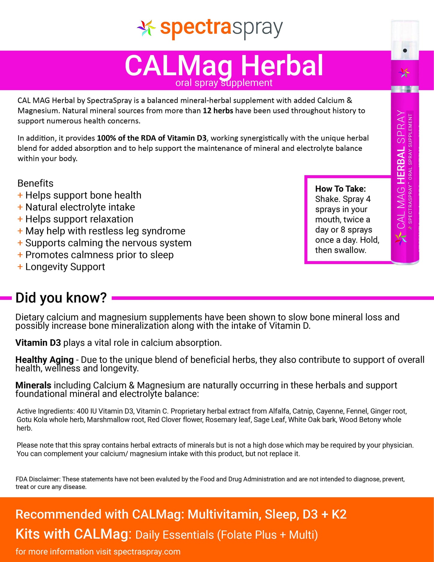 CALMag Herbal Oral Spray Mineral