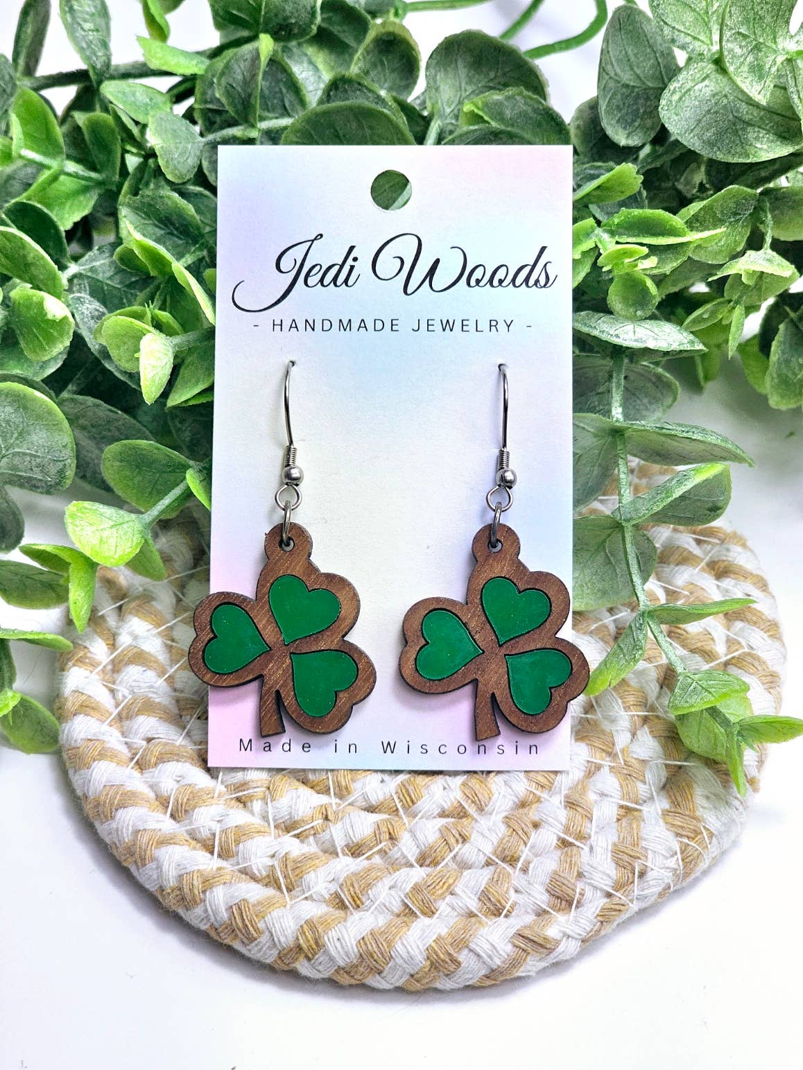 Shamrock Clover Inlay Earrings