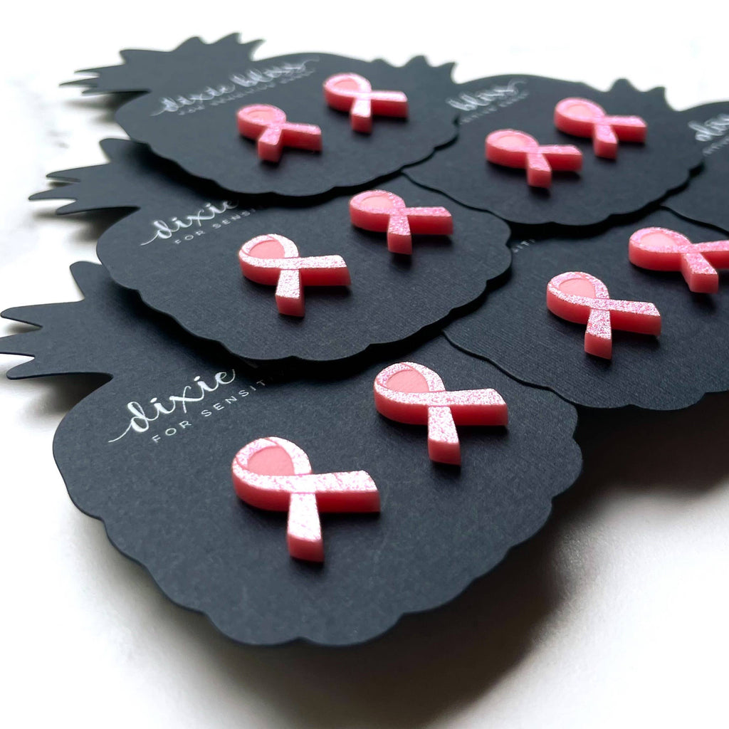 Pink Ribbon Studs - Breast Cancer Awareness