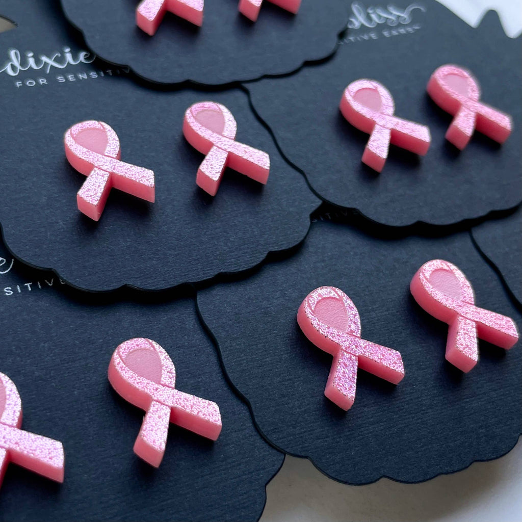 Pink Ribbon Studs - Breast Cancer Awareness