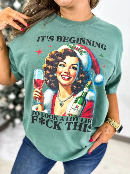 It's Beginning to Look A Lot Like Light Green Graphic Tee