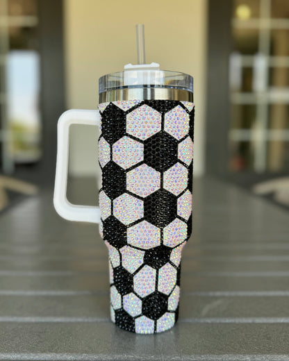 Crystal "All Over" Soccer Ball Pattern 40 Oz. Tumbler