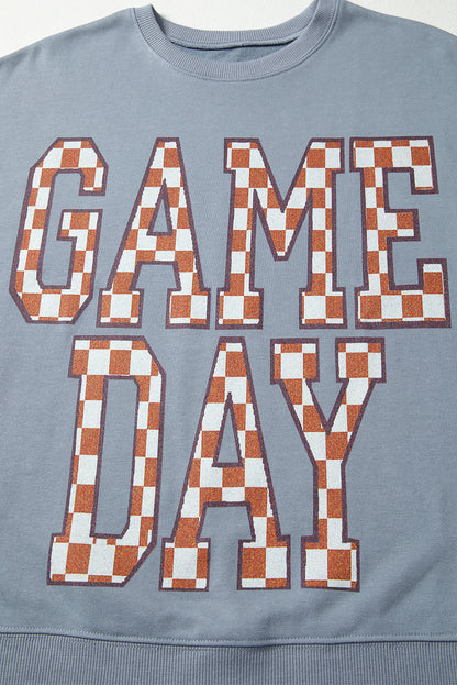 Sleet GAME DAY Checkered Letter Graphic Oversized Sweatshirt