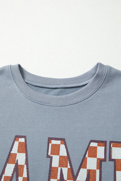 Sleet GAME DAY Checkered Letter Graphic Oversized Sweatshirt