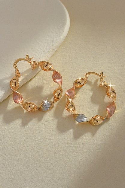 Gold Twisted Round Hoop Earrings