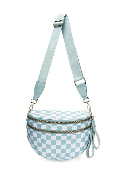 Phalaenopsis Checkered Print Wide Strap Large Crossbody Bag