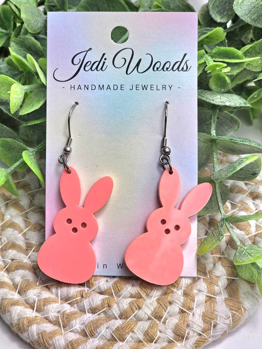 Pastel Red Peeps Easter Bunny Earring