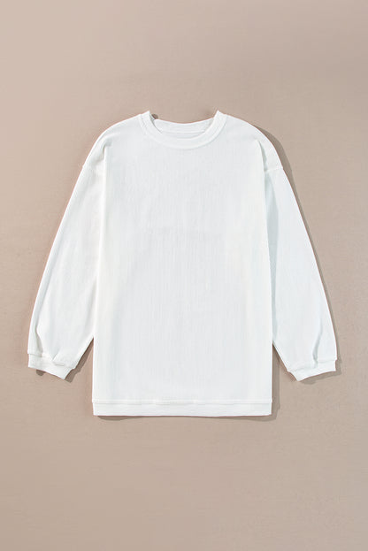 Grass Green Rib Knit Drop Shoulder Oversized Sweatshirt