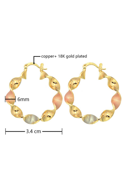 Gold Twisted Round Hoop Earrings