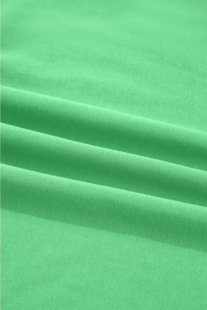 Bright Green Drop Shoulder Crop Pullover Drawstring Wide Leg Pants Set