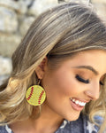 Softball Suede Crystal Game Day Earrings