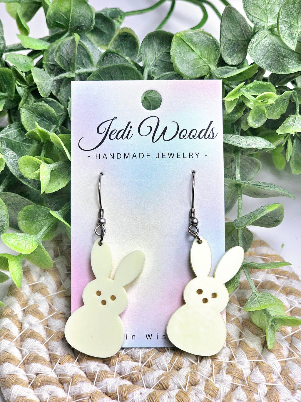 Pastel Yellow Peep Easter Bunny Earrings